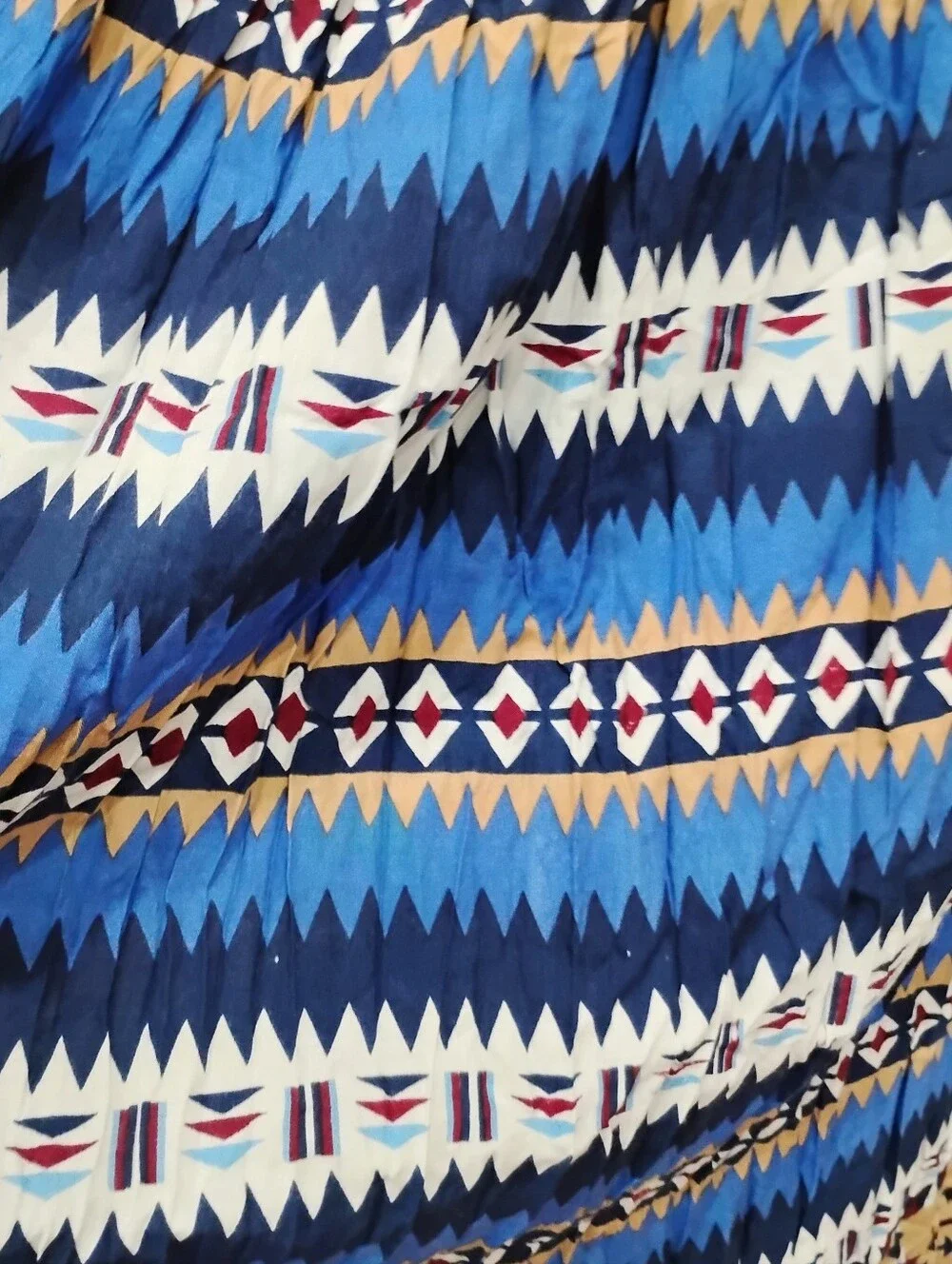 BLUE AND WHITE SIDE SADDLE MAXI SKIRT